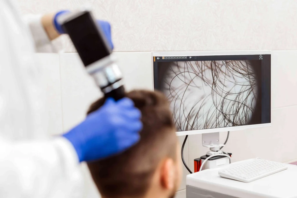 A Man Undergoing Hair Loss Diagnosis at Glo Medspa in Austin, TX