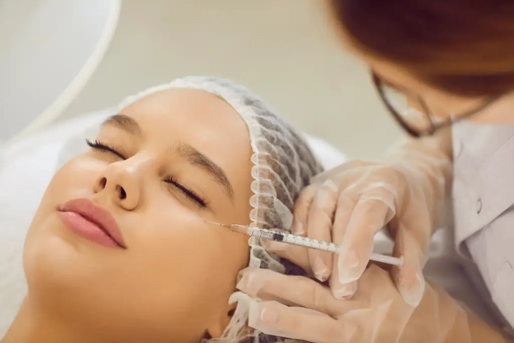 A female receiving the Restylane injection in Austin, TX, at Glo Med Spa